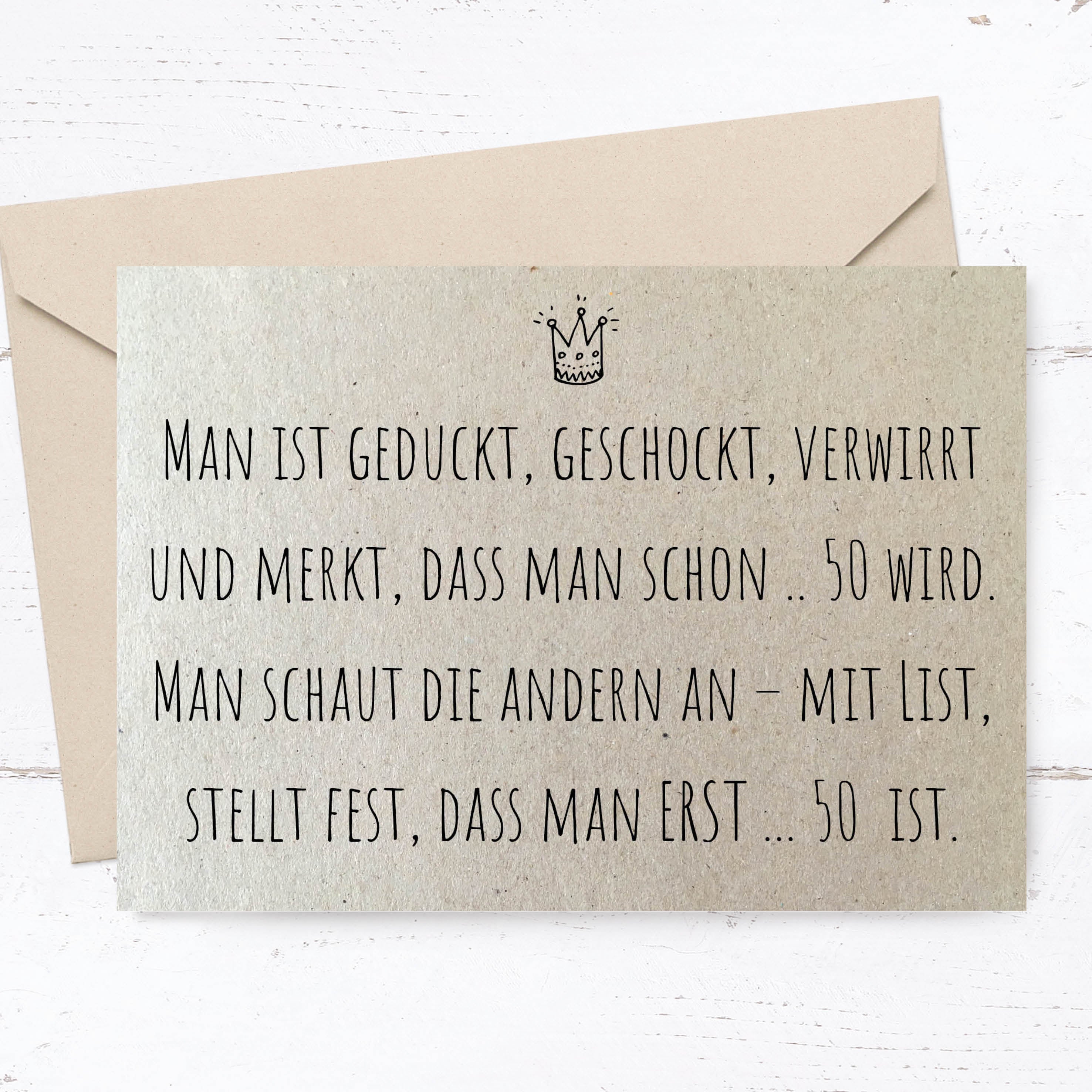 Glückwunsch - Postkarte: Erst 50